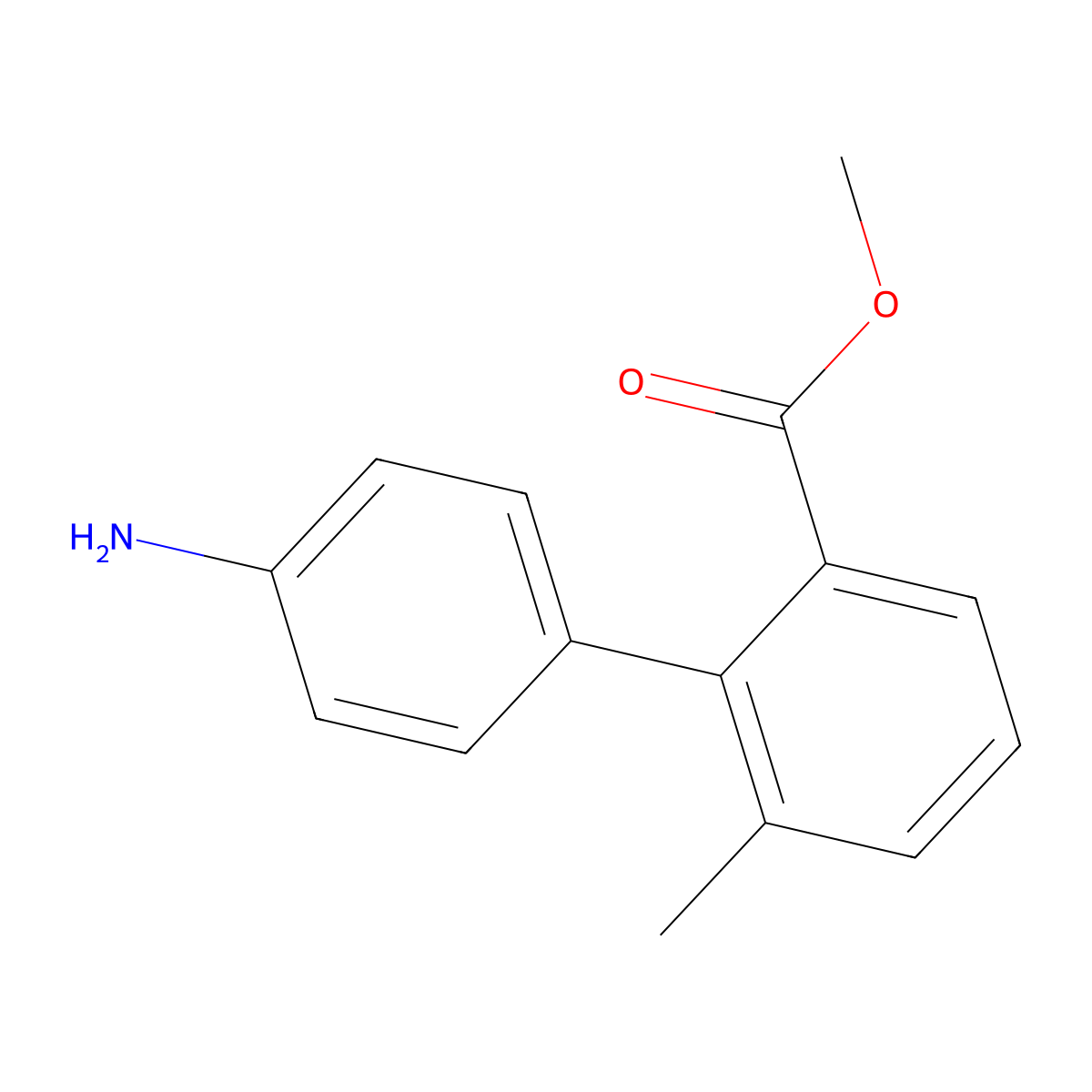 Methyl 4'-amino-6-methyl[1,1'-biphenyl]-2-carboxylate molecular structure, CAS 138153-86-3