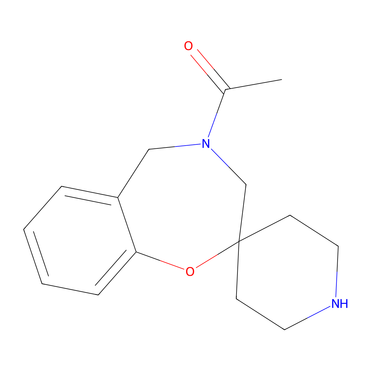1-{4,5-dihydro-3H-spiro[1,4-benzoxazepine-2,4'-piperidin]-4-yl}ethan-1-one molecular structure, CAS 1381534-53-7