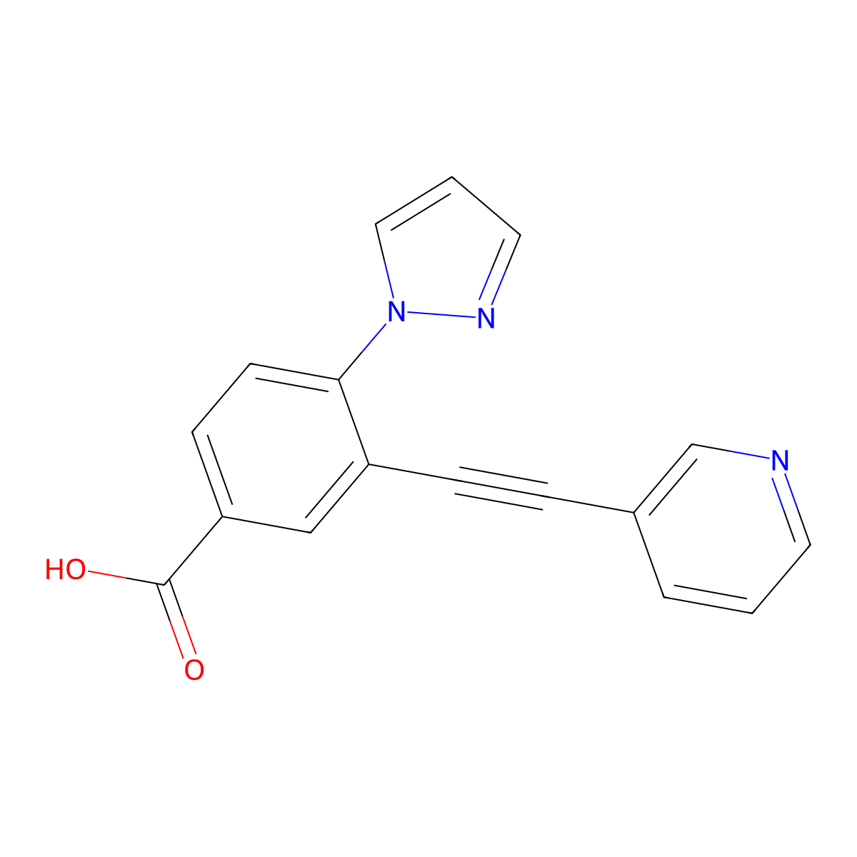 4-(1H-Pyrazol-1-yl)-3-[2-(3-pyridinyl)ethynyl]benzoic acid molecular structure, CAS 1381536-40-8