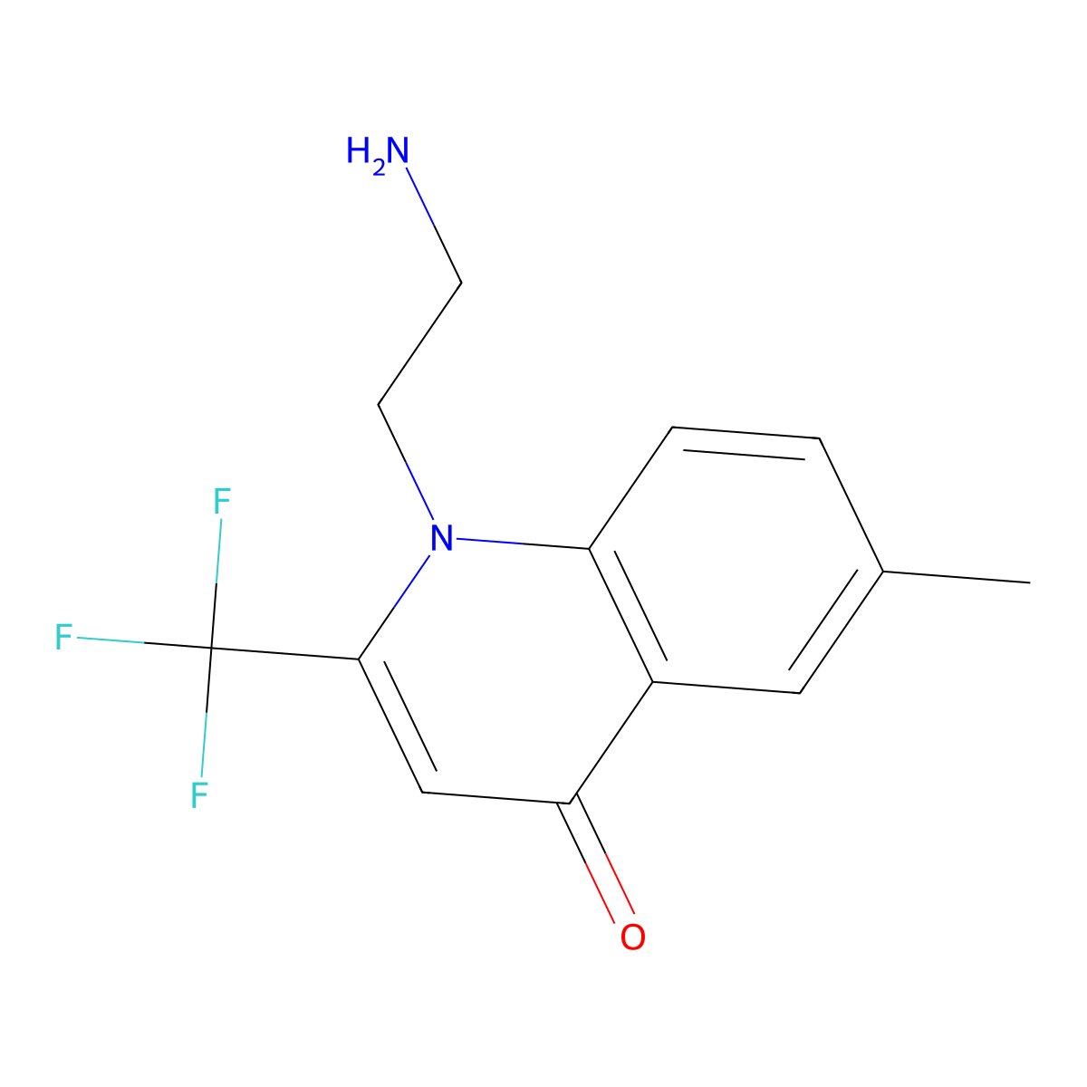 1-(2-Aminoethyl)-6-methyl-2-(trifluoromethyl)quinolin-4(1H)-one molecular structure, CAS 1381580-72-8
