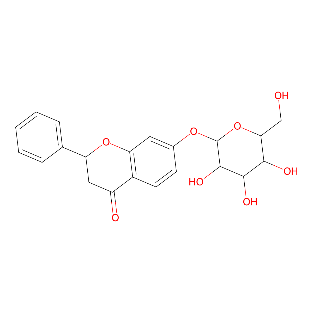 (2S)-2-phenyl-7-[(2S,3R,4S,5S,6R)-3,4,5-trihydroxy-6-(hydroxymethyl)oxan-2-yl]oxy-2,3-dihydrochromen-4-one molecular structure, CAS 138166-64-0