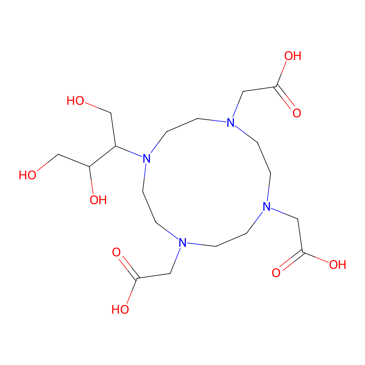 2,2',2''-(10-(1,3,4-Trihydroxybutan-2-yl)-1,4,7,10-tetraazacyclododecane-1,4,7-triyl)triacetic acid molecular structure, CAS 138168-36-2
