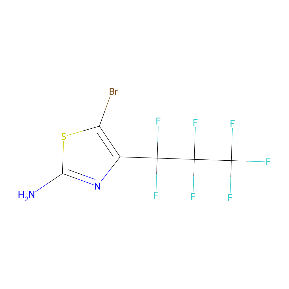 5-Bromo-4-(heptafluoropropyl)-1,3-thiazol-2-amine molecular structure, CAS 1381762-52-2
