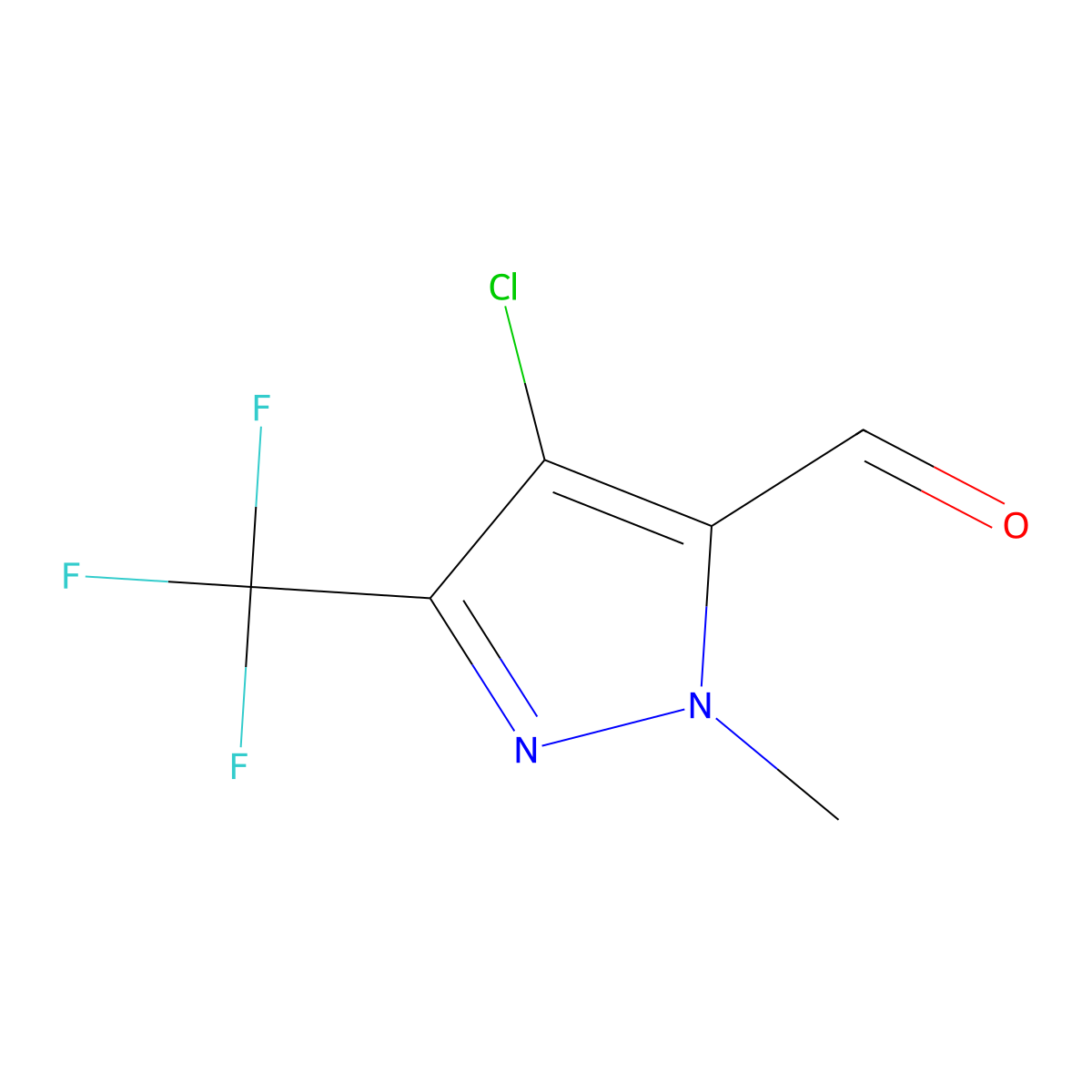 4-chloro-1-methyl-3-(trifluoromethyl)-1H-pyrazole-5-carbaldehyde molecular structure, CAS 1381763-47-8