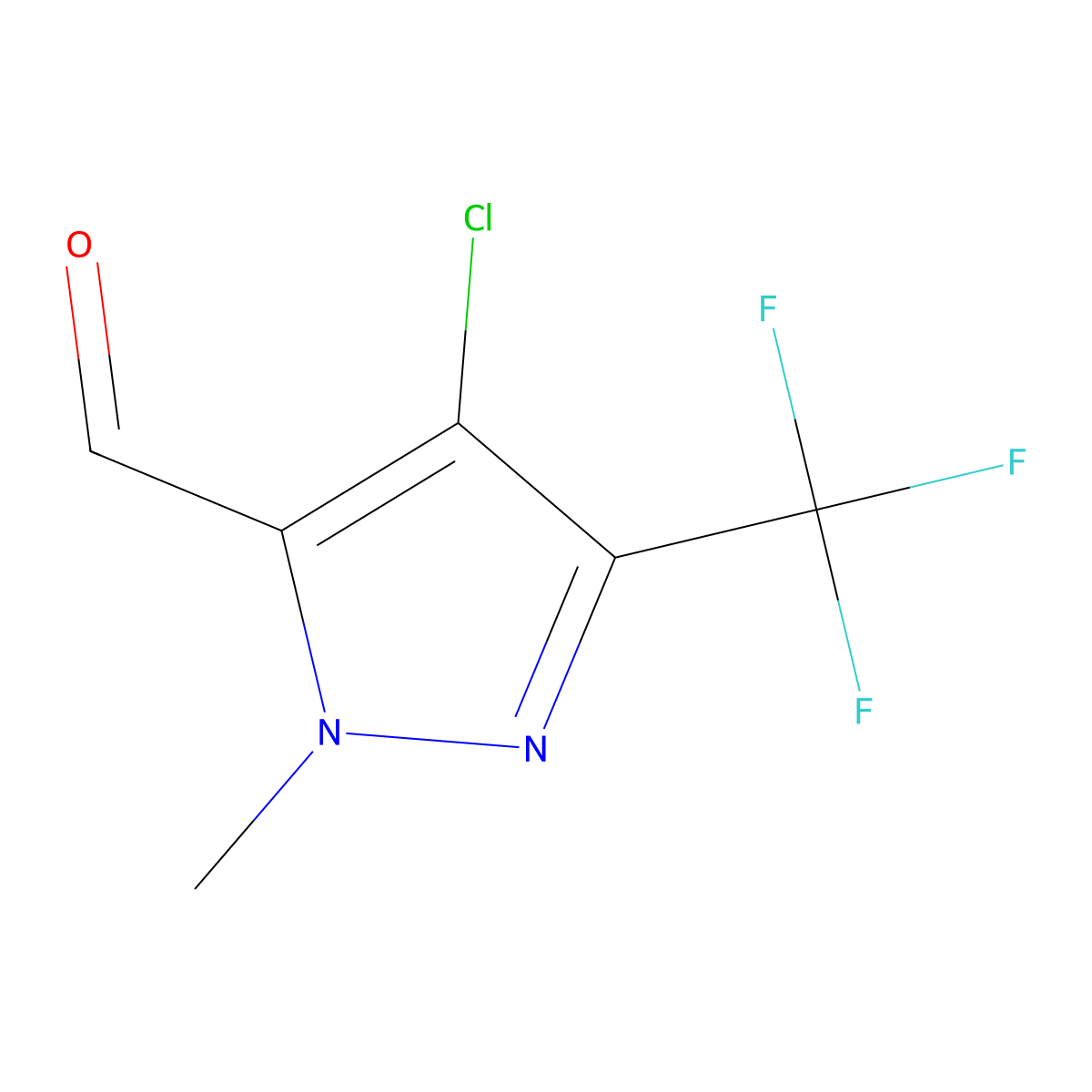 4-chloro-1-methyl-3-(trifluoromethyl)-1H-pyrazole-5-carbaldehyde molecular structure, CAS 1381763-47-8