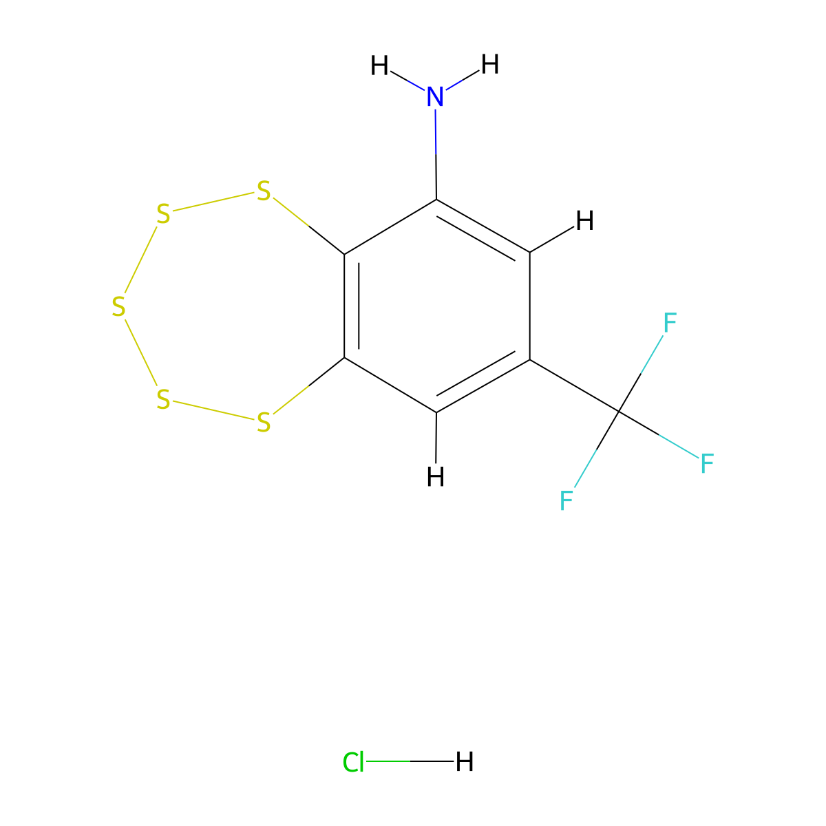 8-(Trifluoromethyl)-1,2,3,4,5-benzopentathiepin-6-amine hydrochloride molecular structure, CAS 1381769-23-8