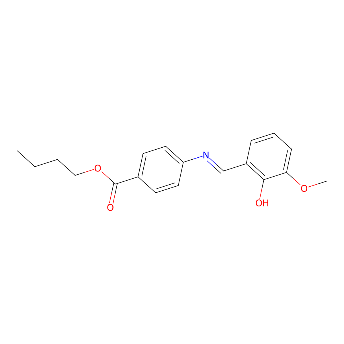 butyl 4-{[(1E)-(2-hydroxy-3-methoxyphenyl)methylene]amino}benzoate molecular structure, CAS 1381771-97-6