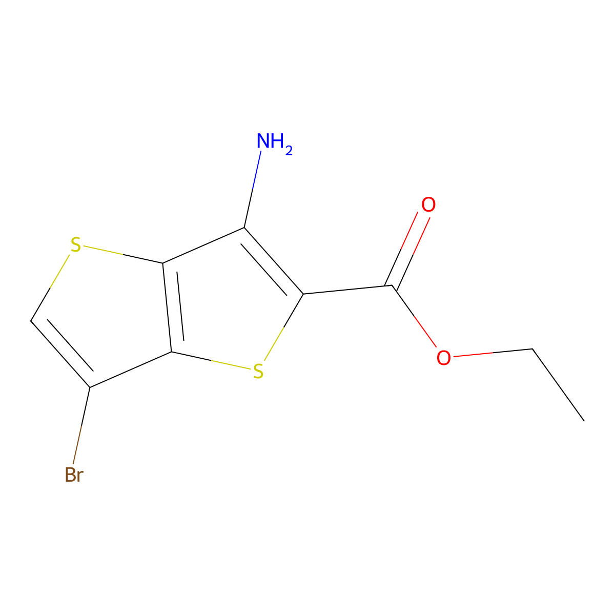 Thieno[3,2-b]thiophene-2-carboxylic acid, 3-amino-6-bromo-, ethyl ester molecular structure, CAS 1381776-32-4