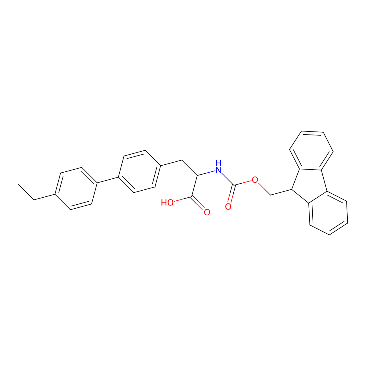 Fmoc-4-(4-ethylphenyl)phenylalanine molecular structure, CAS 1381791-07-6