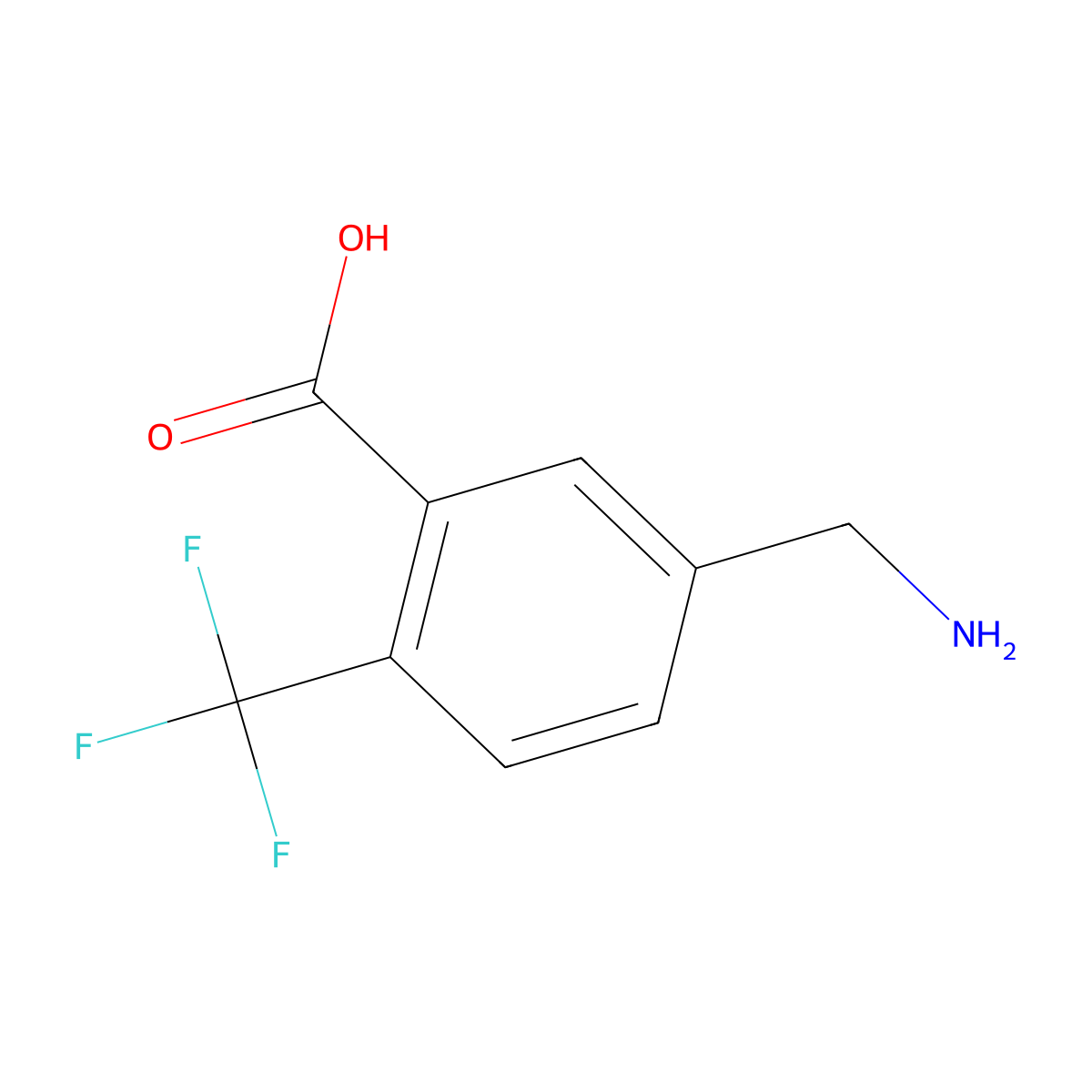5-(Aminomethyl)-2-(trifluoromethyl)benzoic acid molecular structure, CAS 1381846-25-8