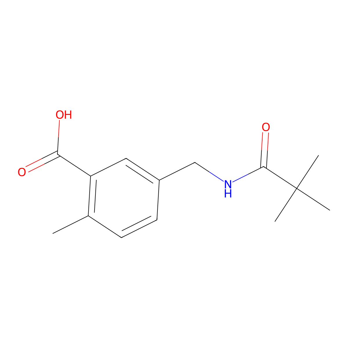 2-Methyl-5-(pivalamidomethyl)benzoic acid molecular structure, CAS 1381846-26-9
