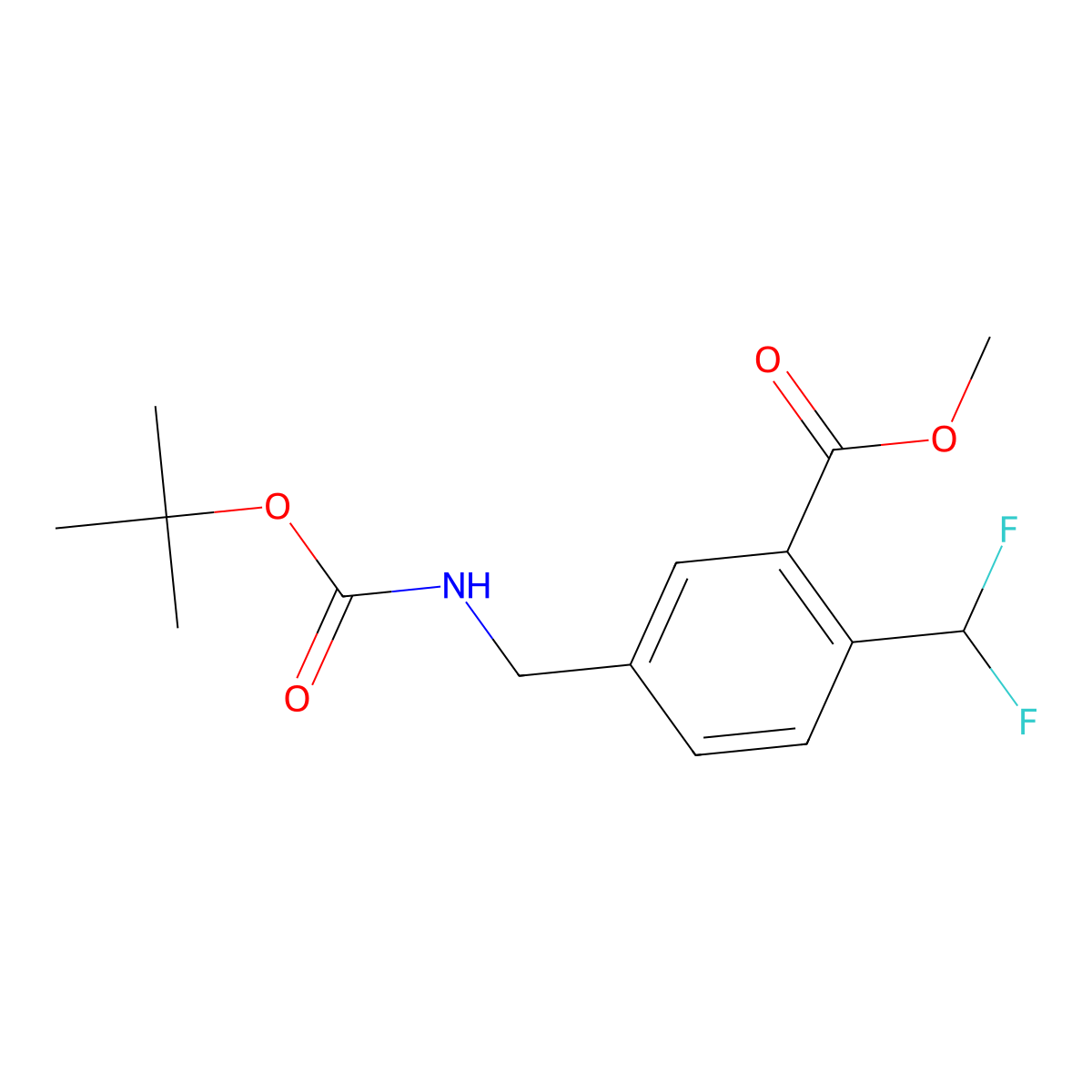 Methyl 5-(((tert-butoxycarbonyl)amino)methyl)-2-(difluoromethyl)benzoate molecular structure, CAS 1381846-31-6