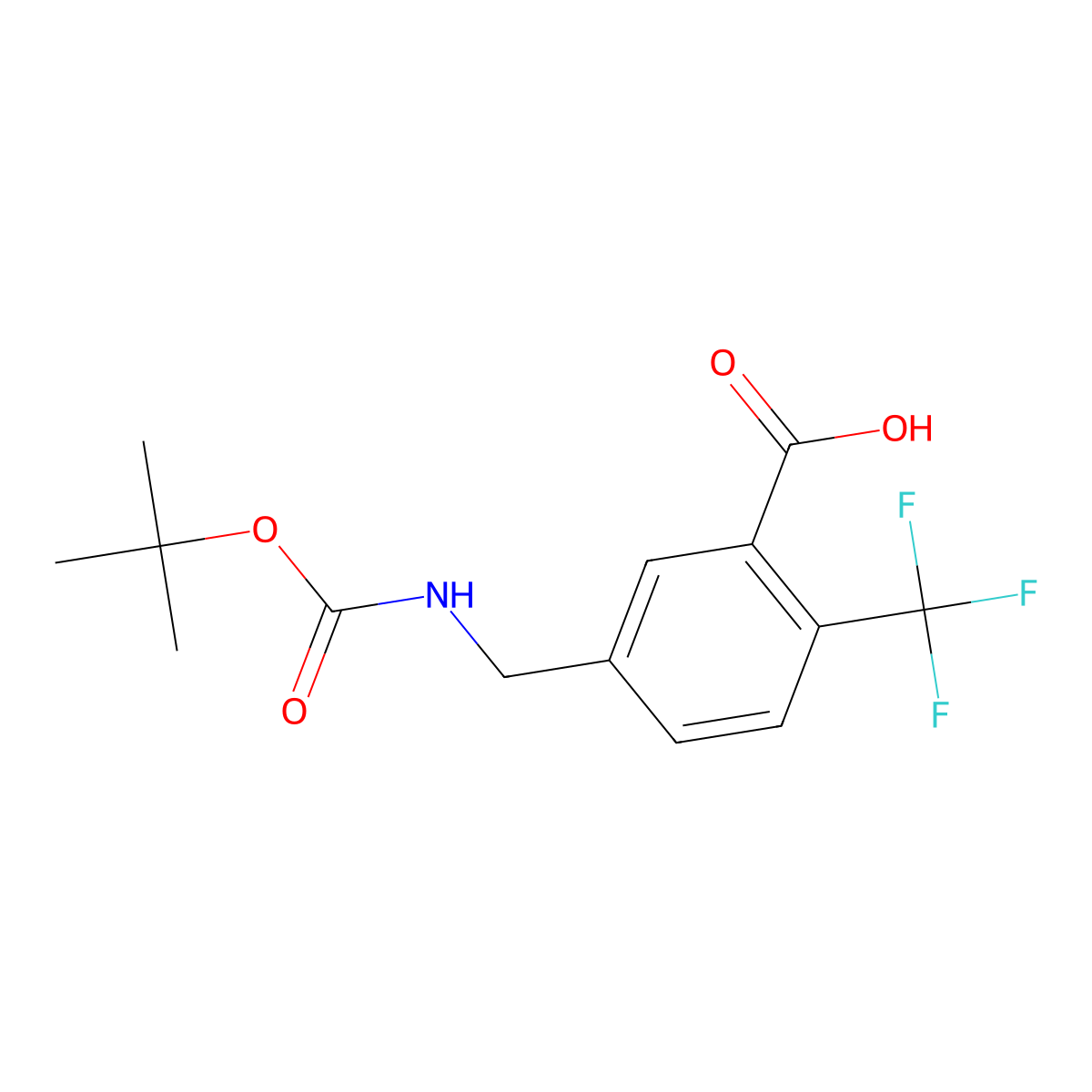 5-(((Tert-butoxycarbonyl)amino)methyl)-2-(trifluoromethyl)benzoic acid molecular structure, CAS 1381846-32-7