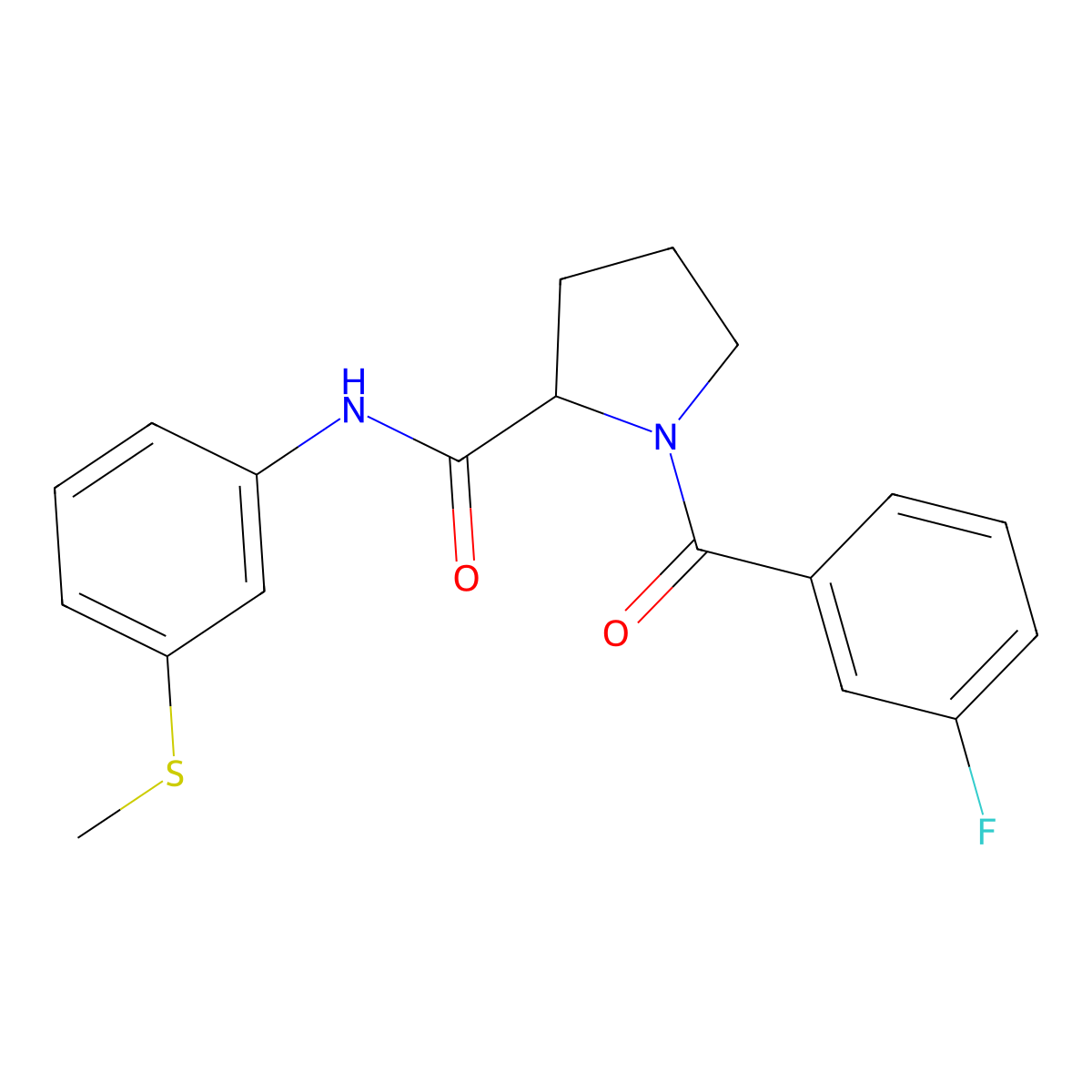 1-(3-fluorobenzoyl)-N-(3-methylsulfanylphenyl)pyrrolidine-2-carboxamide molecular structure, CAS 1381849-50-8