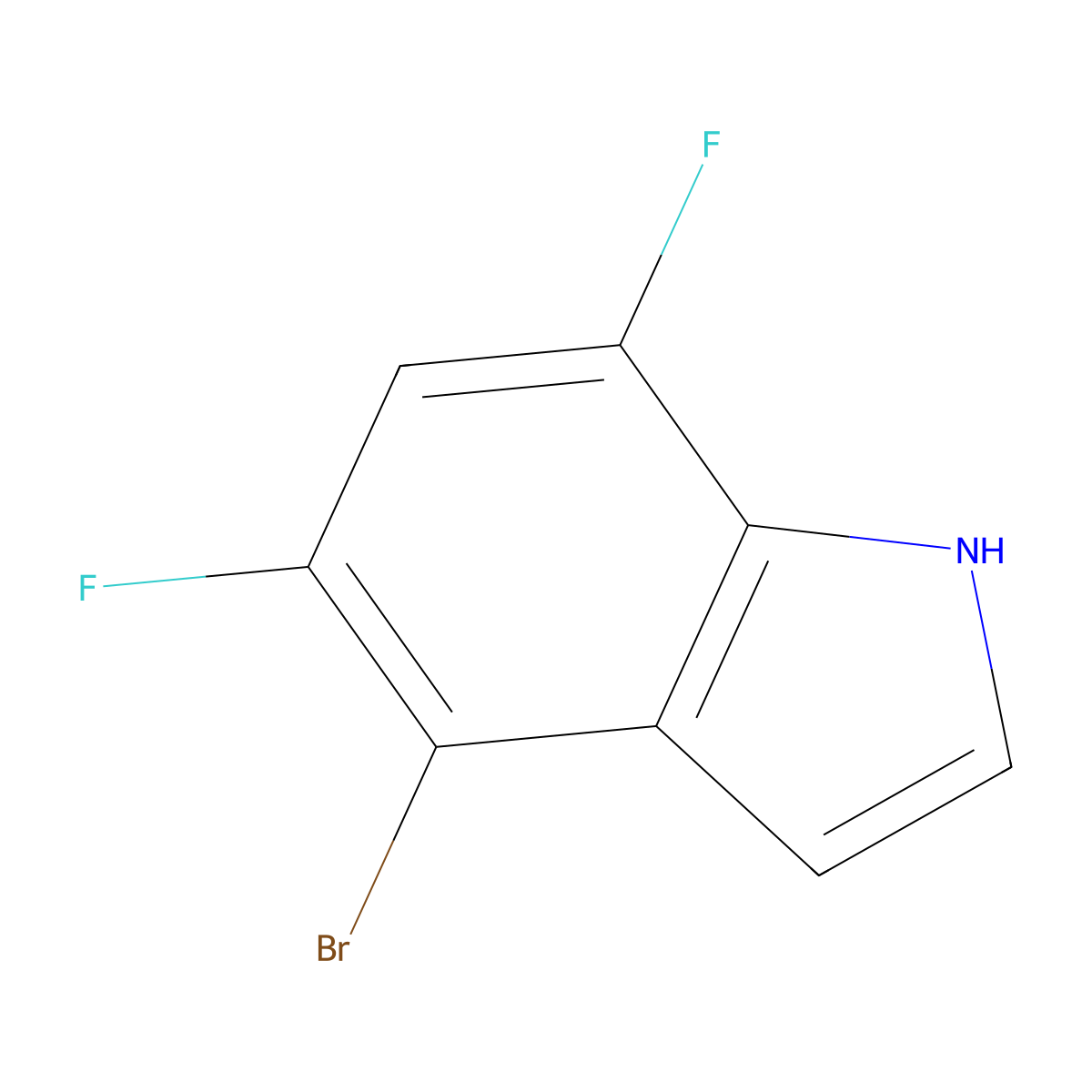 4-bromo-5,7-difluoro-1H-indole molecular structure, CAS 1381878-59-6