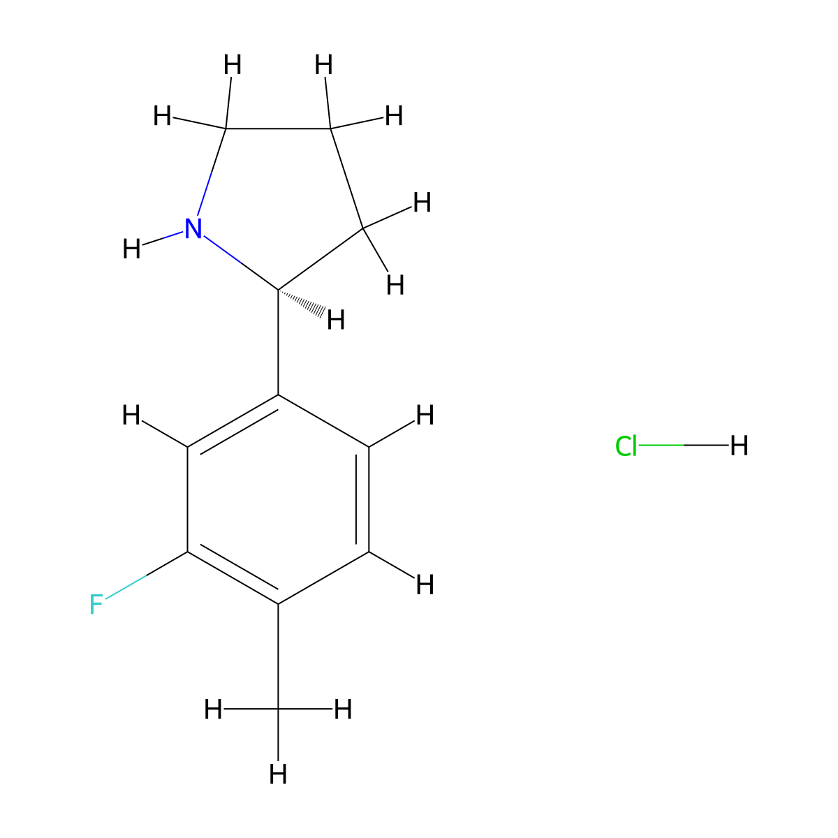 (S)-2-(3-Fluoro-4-methylphenyl)pyrrolidine hydrochloride molecular structure, CAS 1381927-57-6