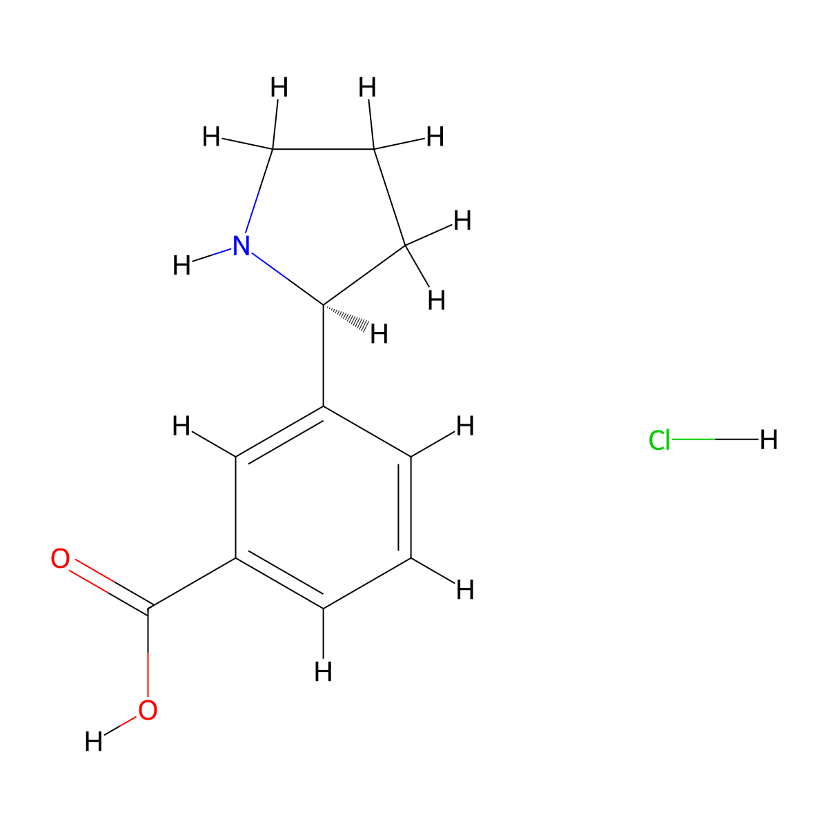 (S)-3-(Pyrrolidin-2-yl)benzoic acid hydrochloride molecular structure, CAS 1381927-59-8