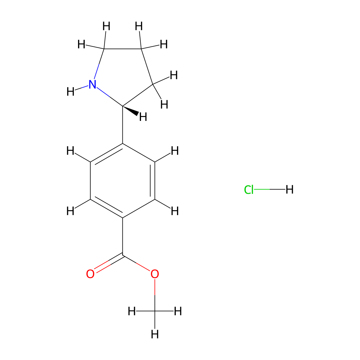 (R)-methyl 4-(pyrrolidin-2-yl)benzoate hydrochloride molecular structure, CAS 1381927-79-2