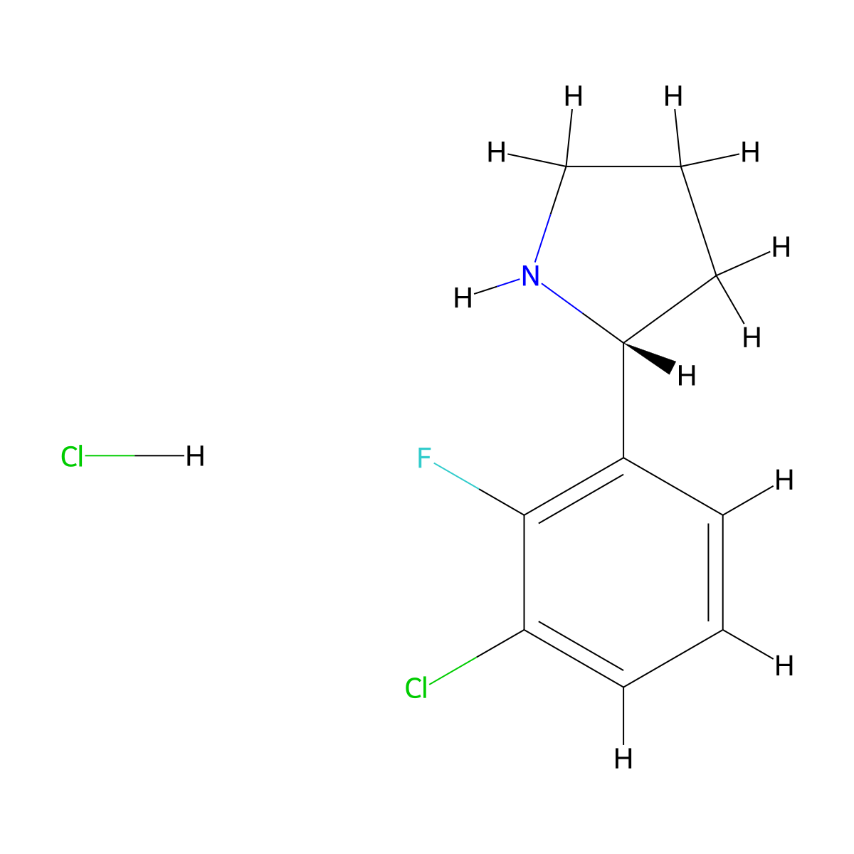 (R)-2-(3-Chloro-2-fluorophenyl)pyrrolidine hydrochloride molecular structure, CAS 1381927-82-7