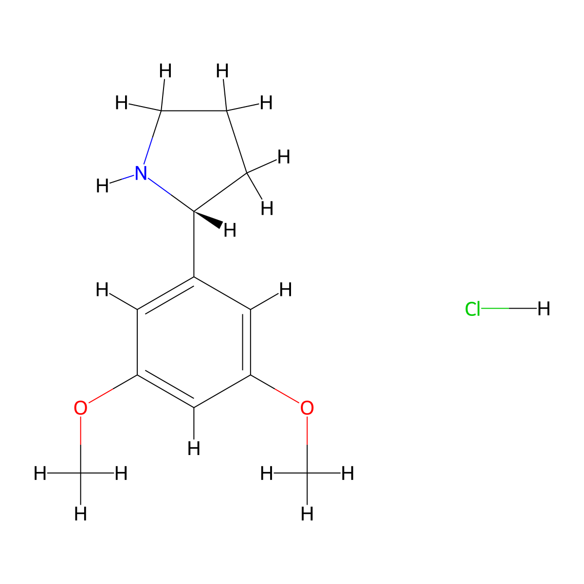 (r)-2-(3,5-Dimethoxyphenyl)pyrrolidine hydrochloride molecular structure, CAS 1381927-83-8