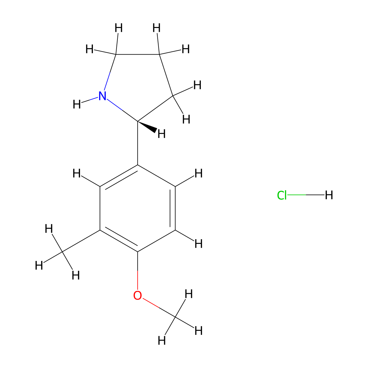 (R)-2-(4-Methoxy-3-methylphenyl)pyrrolidine hydrochloride molecular structure, CAS 1381927-92-9