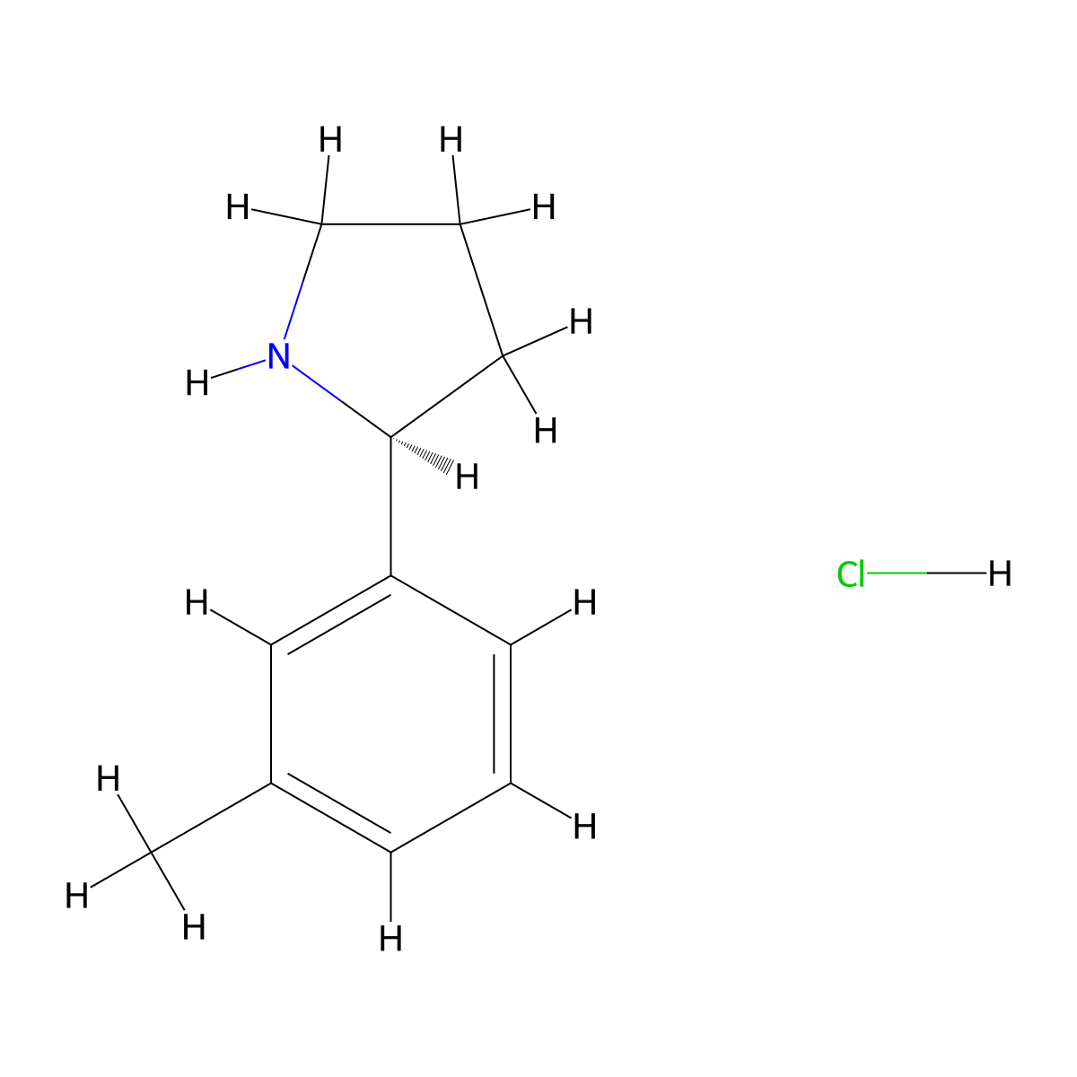 (2S)-2-(3-Methylphenyl)pyrrolidine hydrochloride molecular structure, CAS 1381928-03-5