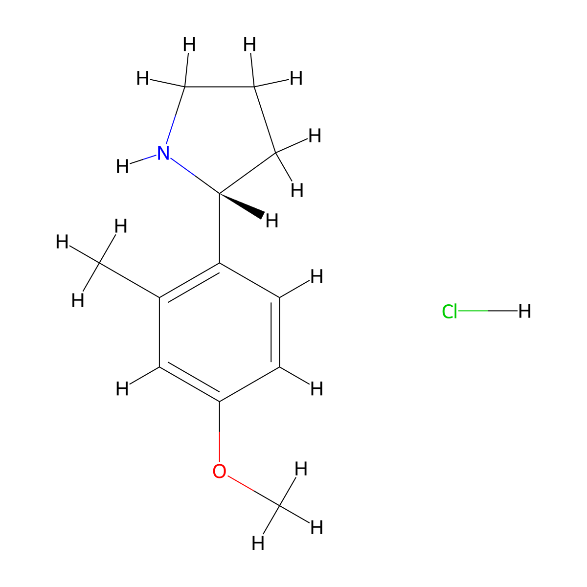 (R)-2-(4-Methoxy-2-methylphenyl)pyrrolidine hydrochloride molecular structure, CAS 1381928-06-8