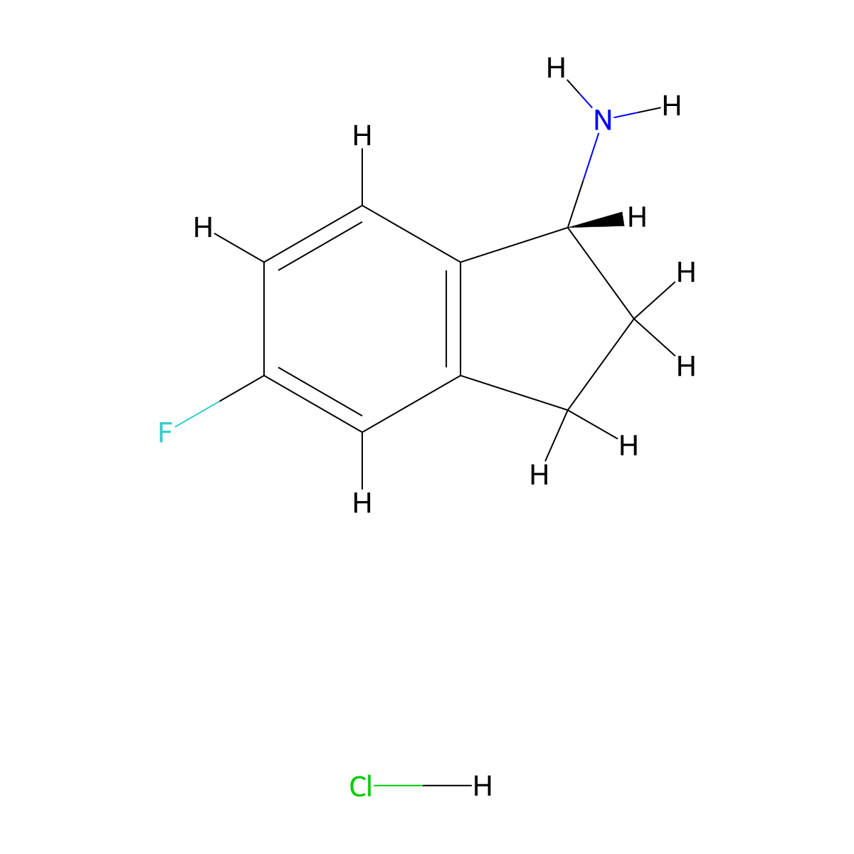 (r)-5-Fluoro-2,3-dihydro-1h-inden-1-amine hydrochloride molecular structure, CAS 1381928-19-3