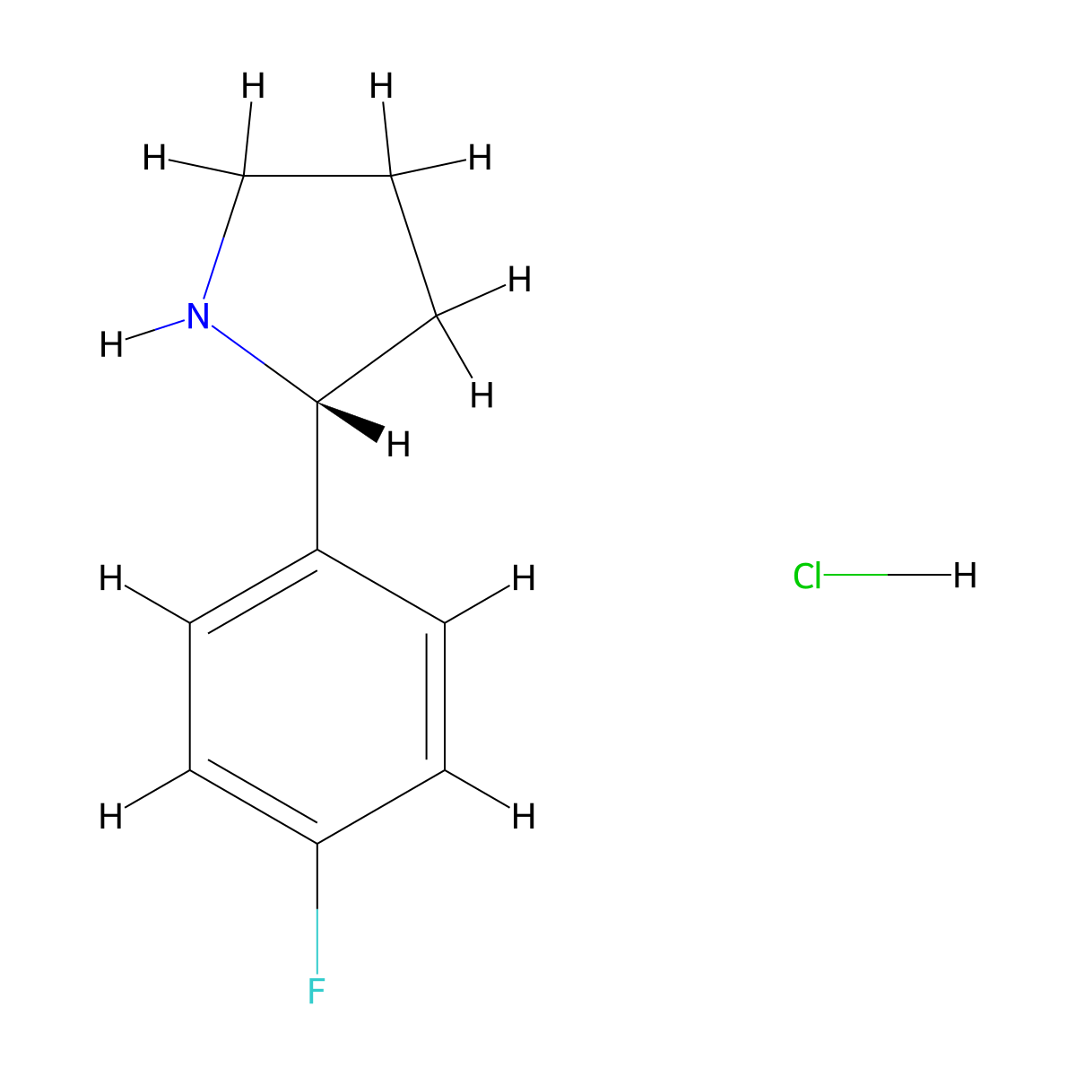 (R)-2-(4-fluorophenyl)pyrrolidine hydrochloride molecular structure, CAS 1381928-30-8