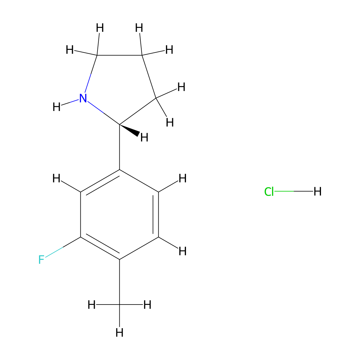 (R)-2-(3-Fluoro-4-methylphenyl)pyrrolidine hydrochloride molecular structure, CAS 1381928-38-6