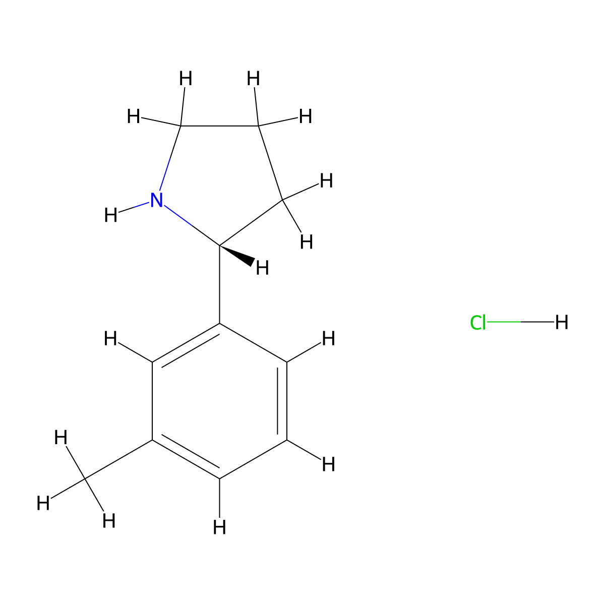 (R)-2-(m-Tolyl)pyrrolidine Hydrochloride molecular structure, CAS 1381928-41-1