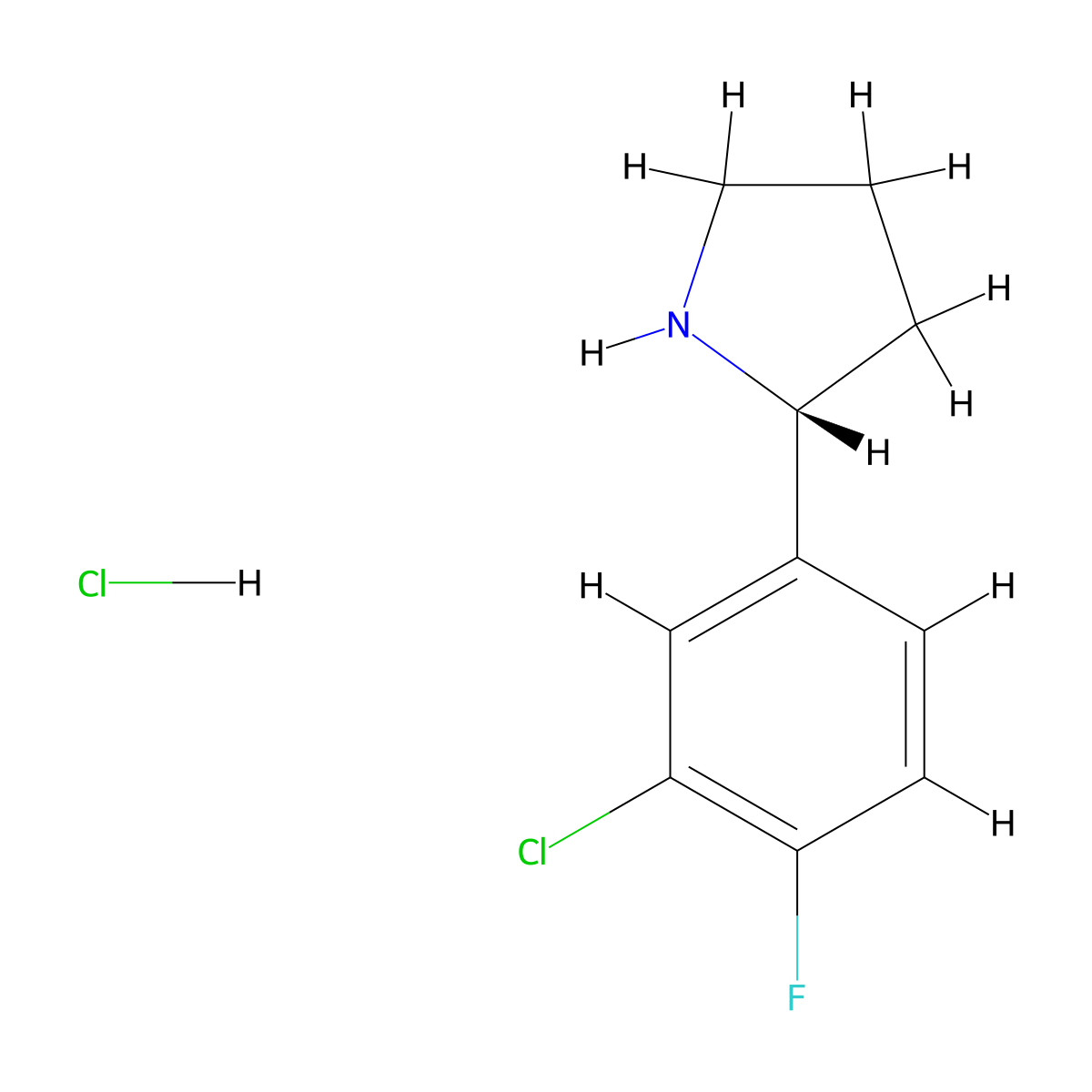 (R)-2-(3-Chloro-4-fluorophenyl)pyrrolidine hydrochloride molecular structure, CAS 1381928-54-6