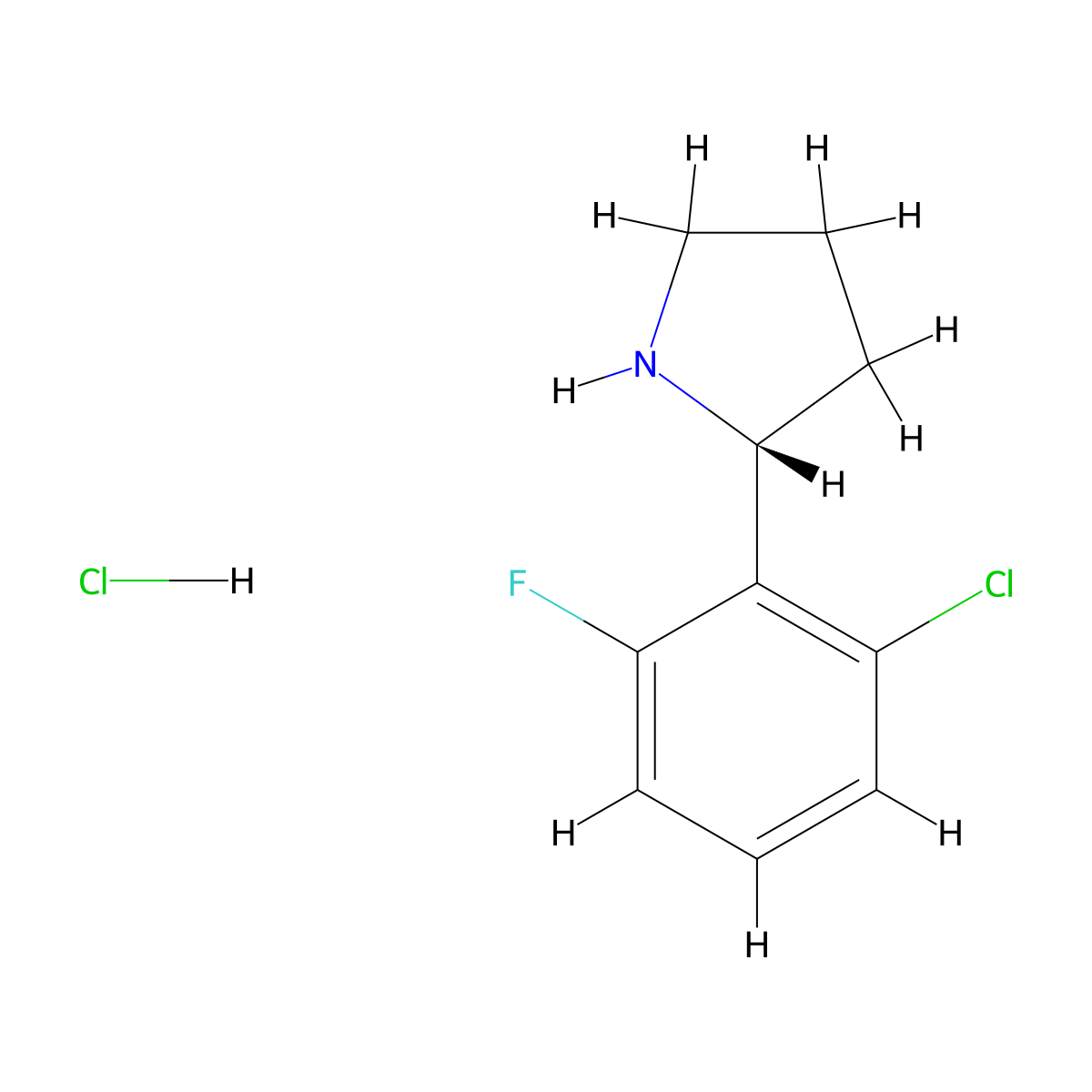 (R)-2-(2-Chloro-6-fluorophenyl)pyrrolidine hydrochloride molecular structure, CAS 1381928-56-8