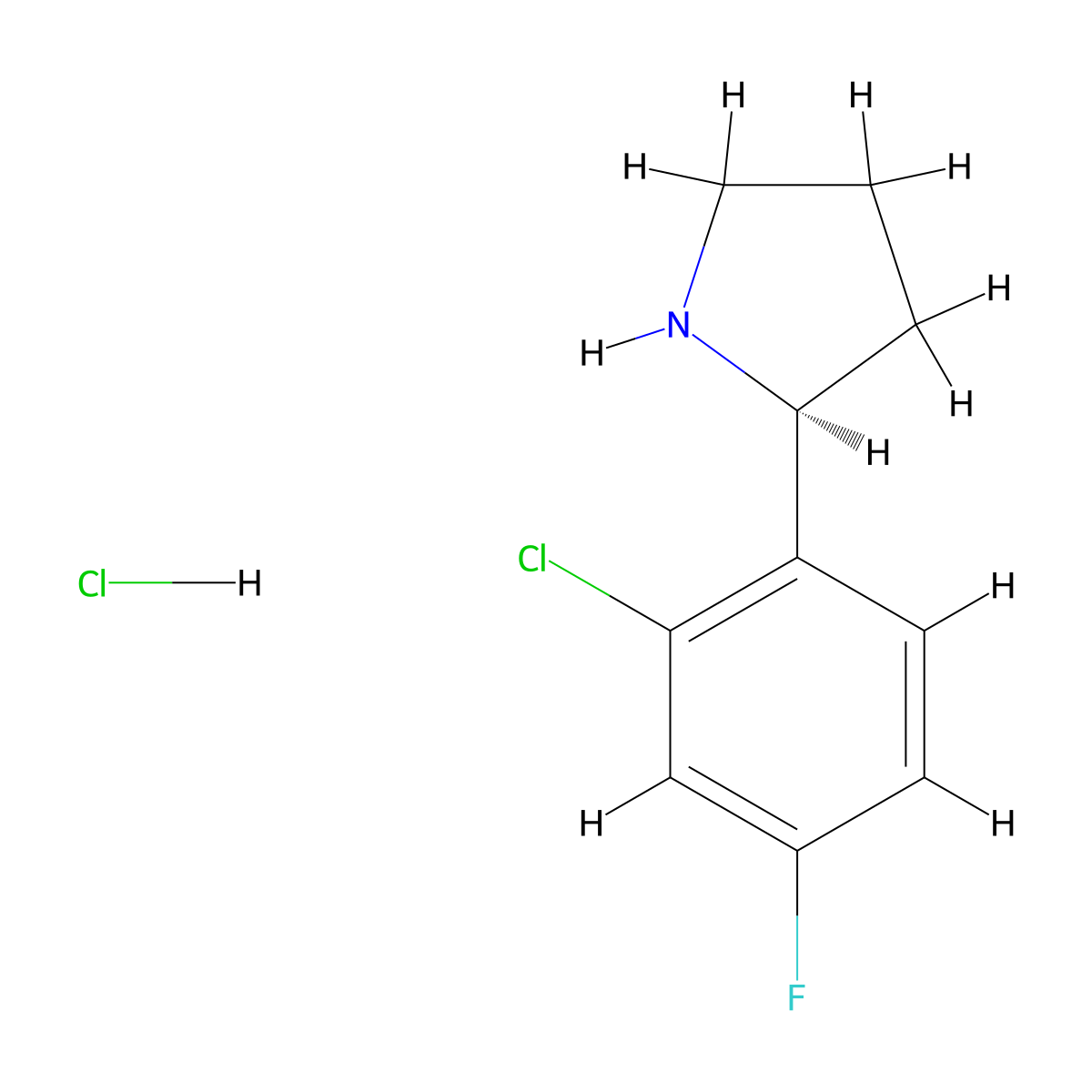 (S)-2-(2-Chloro-4-fluorophenyl)pyrrolidine hcl molecular structure, CAS 1381928-71-7