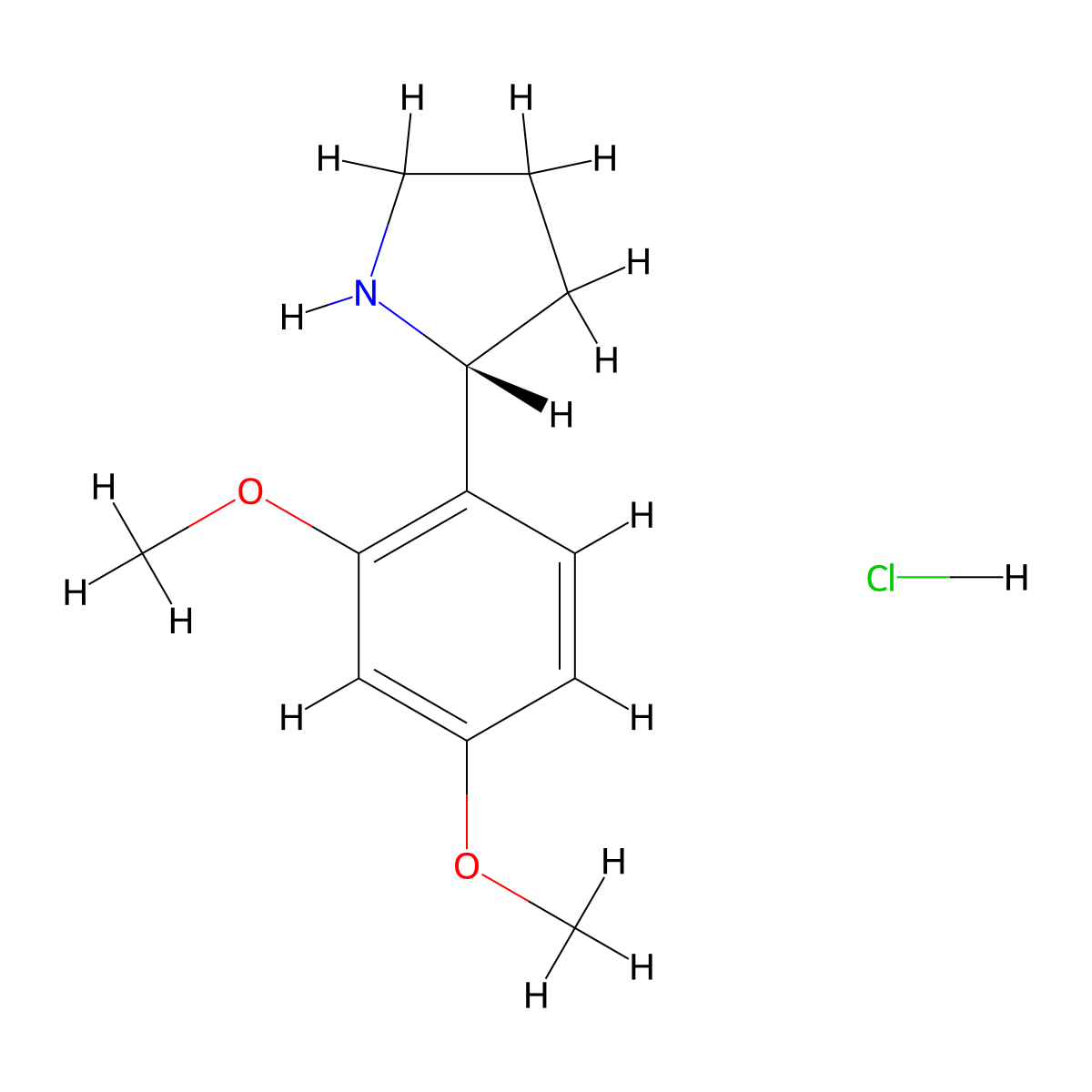 (R)-2-(2,4-Dimethoxyphenyl)pyrrolidine hydrochloride molecular structure, CAS 1381928-78-4