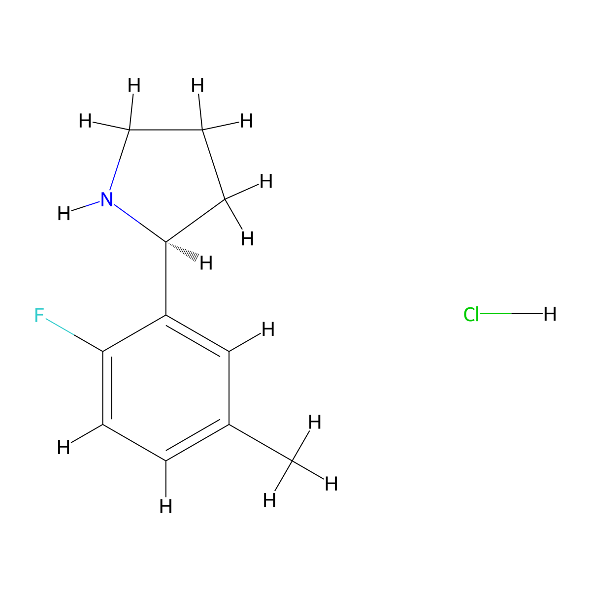 (S)-2-(2-Fluoro-5-methylphenyl)pyrrolidine hydrochloride molecular structure, CAS 1381928-85-3