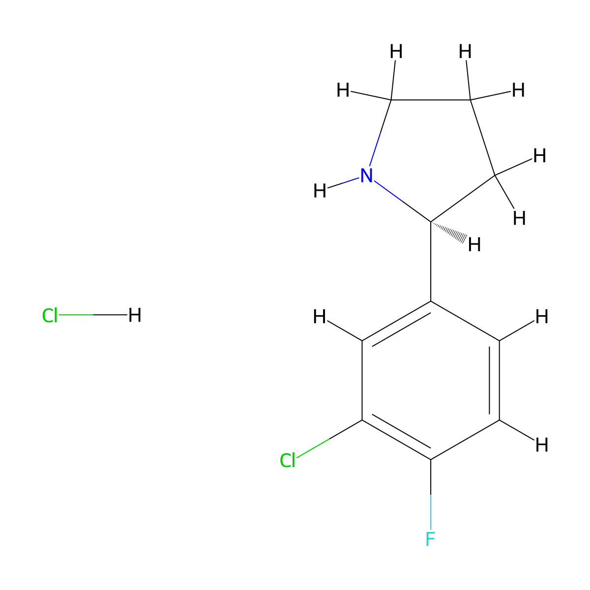 (S)-2-(3-Chloro-4-fluorophenyl)pyrrolidine hydrochloride molecular structure, CAS 1381929-16-3