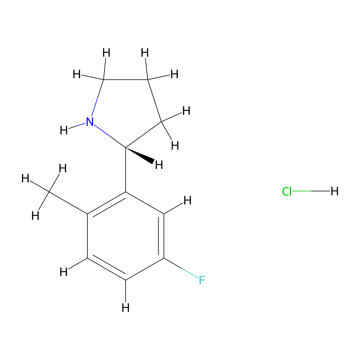 (R)-2-(5-Fluoro-2-methylphenyl)pyrrolidine hydrochloride molecular structure, CAS 1381929-21-0