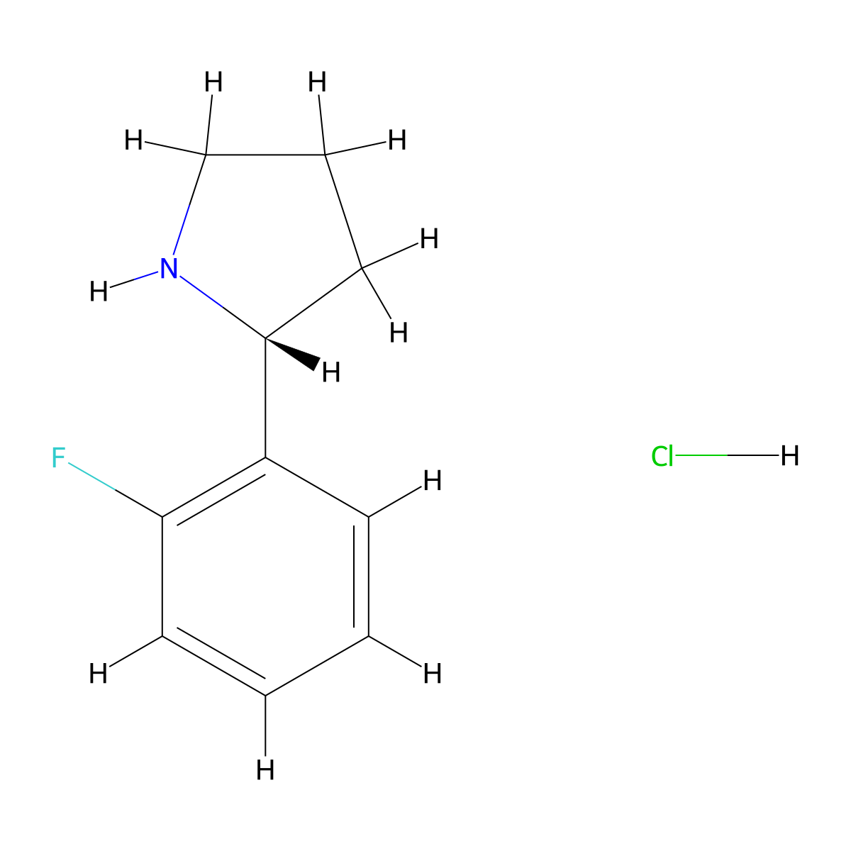(r)-2-(2-Fluorophenyl)pyrrolidine hydrochloride molecular structure, CAS 1381929-34-5