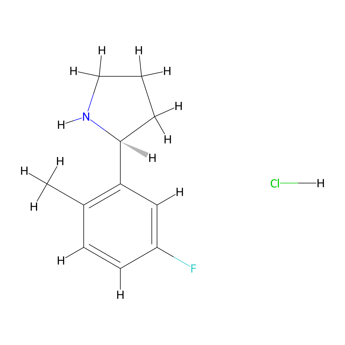 (S)-2-(5-Fluoro-2-methylphenyl)pyrrolidine hcl molecular structure, CAS 1381929-39-0