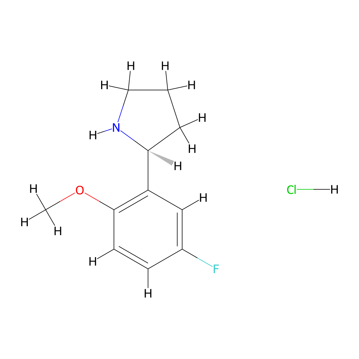 (S)-2-(5-Fluoro-2-methoxyphenyl)pyrrolidine hydrochloride molecular structure, CAS 1381929-56-1