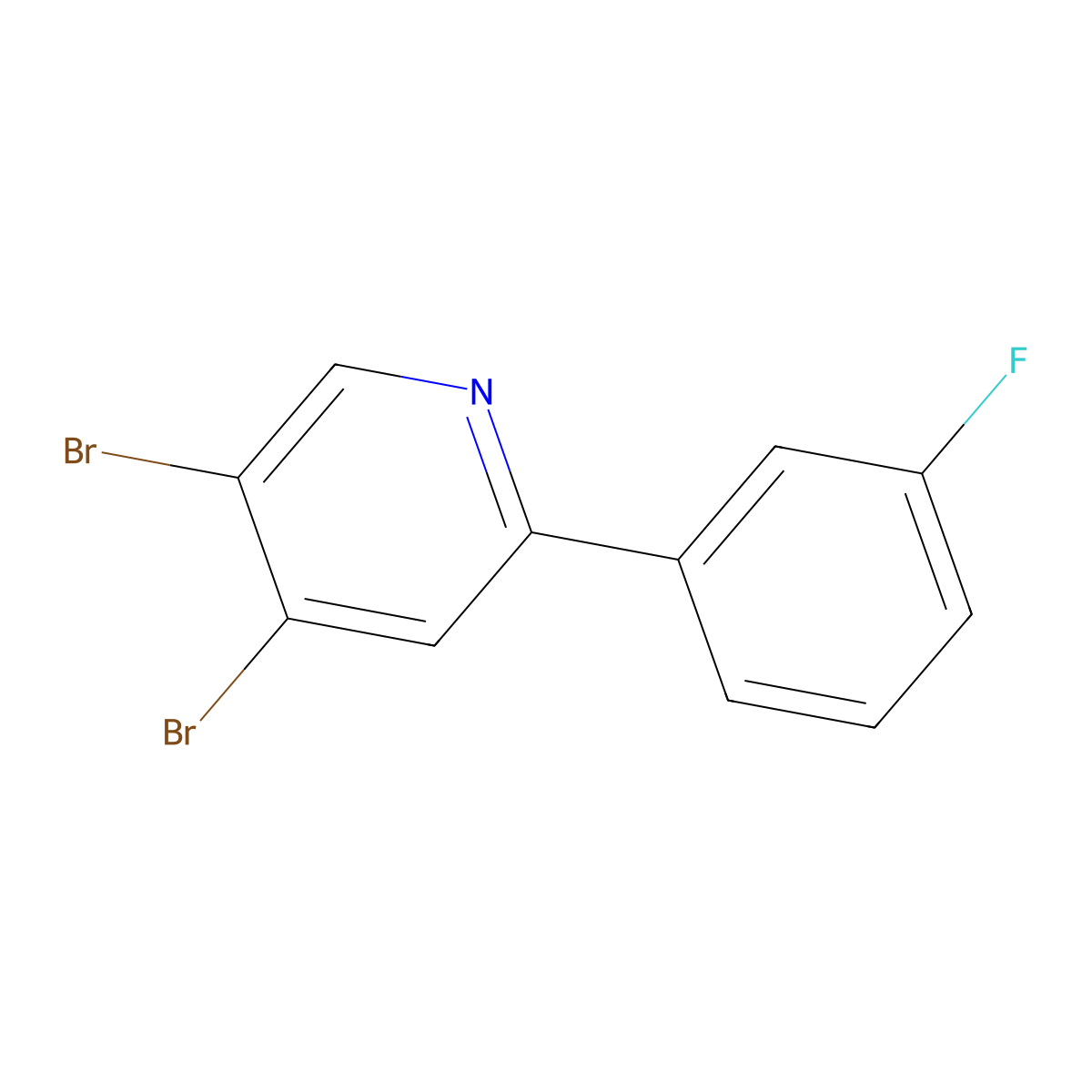 3,4-Dibromo-6-(3-fluorophenyl)pyridine molecular structure, CAS 1381933-14-7
