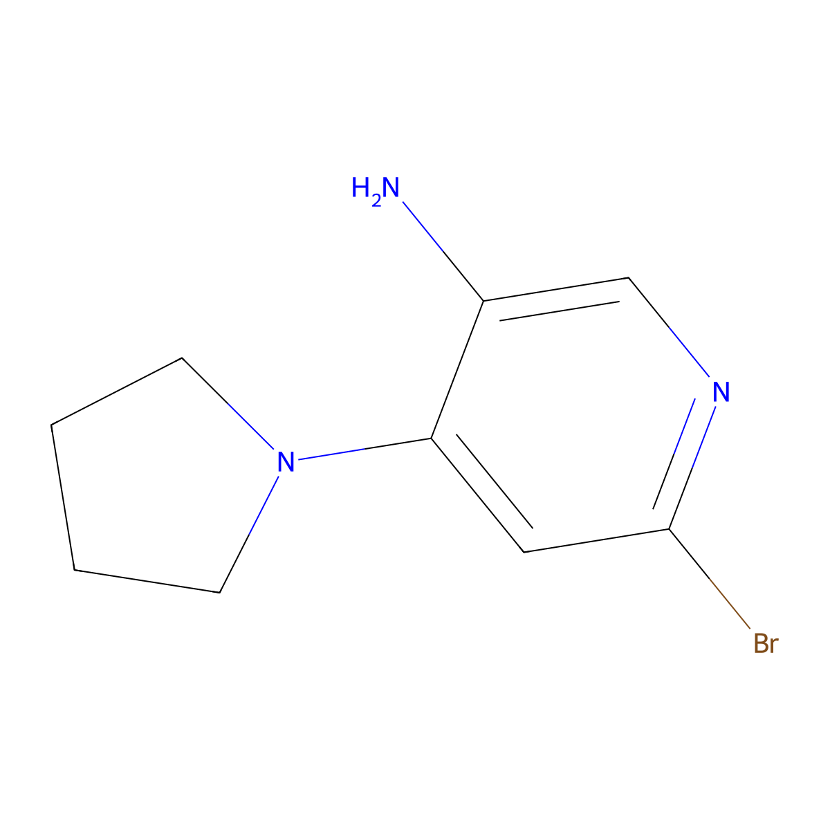 2-Bromo-5-amino-4-(pyrrolidino)pyridine molecular structure, CAS 1381933-15-8