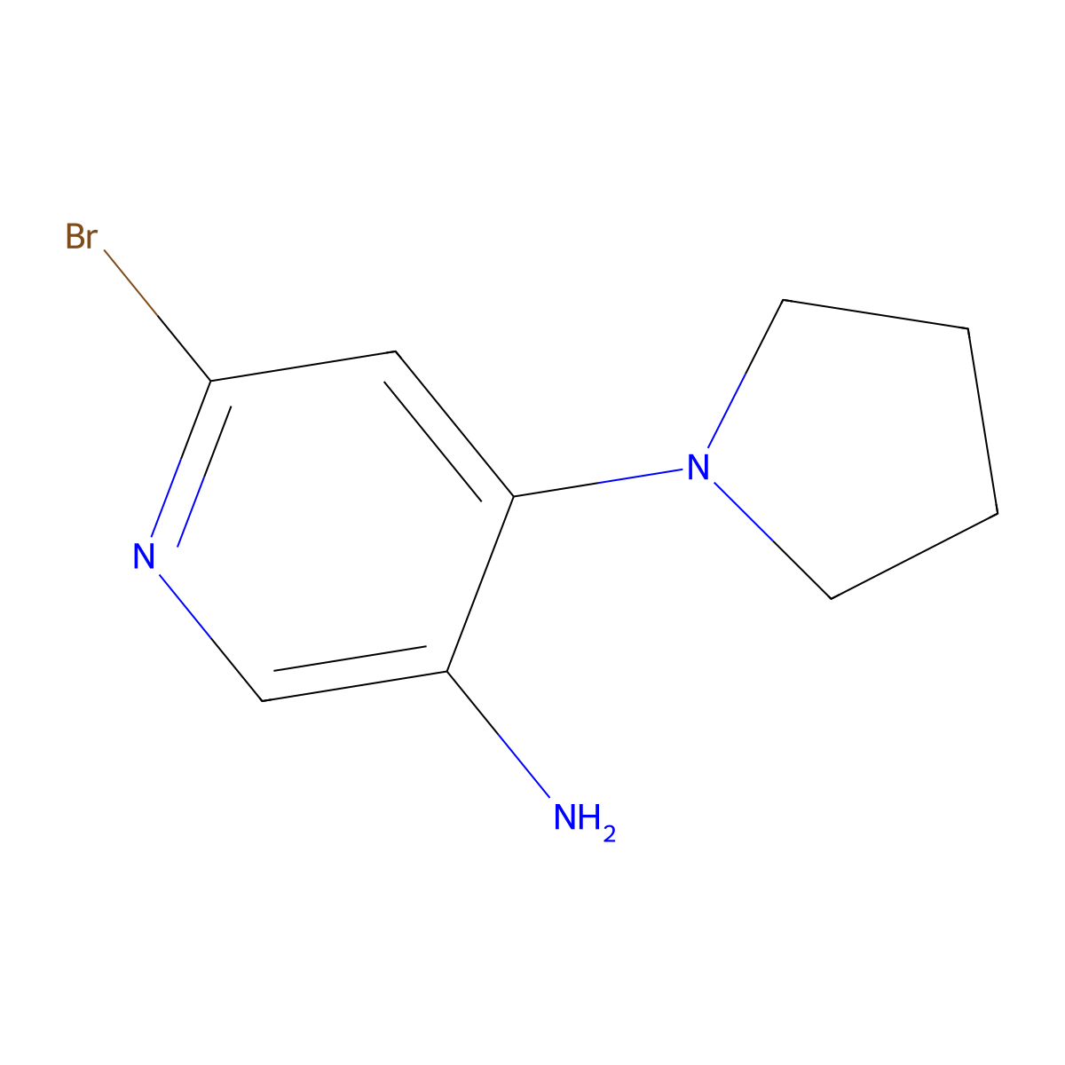 2-Bromo-5-amino-4-(pyrrolidino)pyridine molecular structure, CAS 1381933-15-8