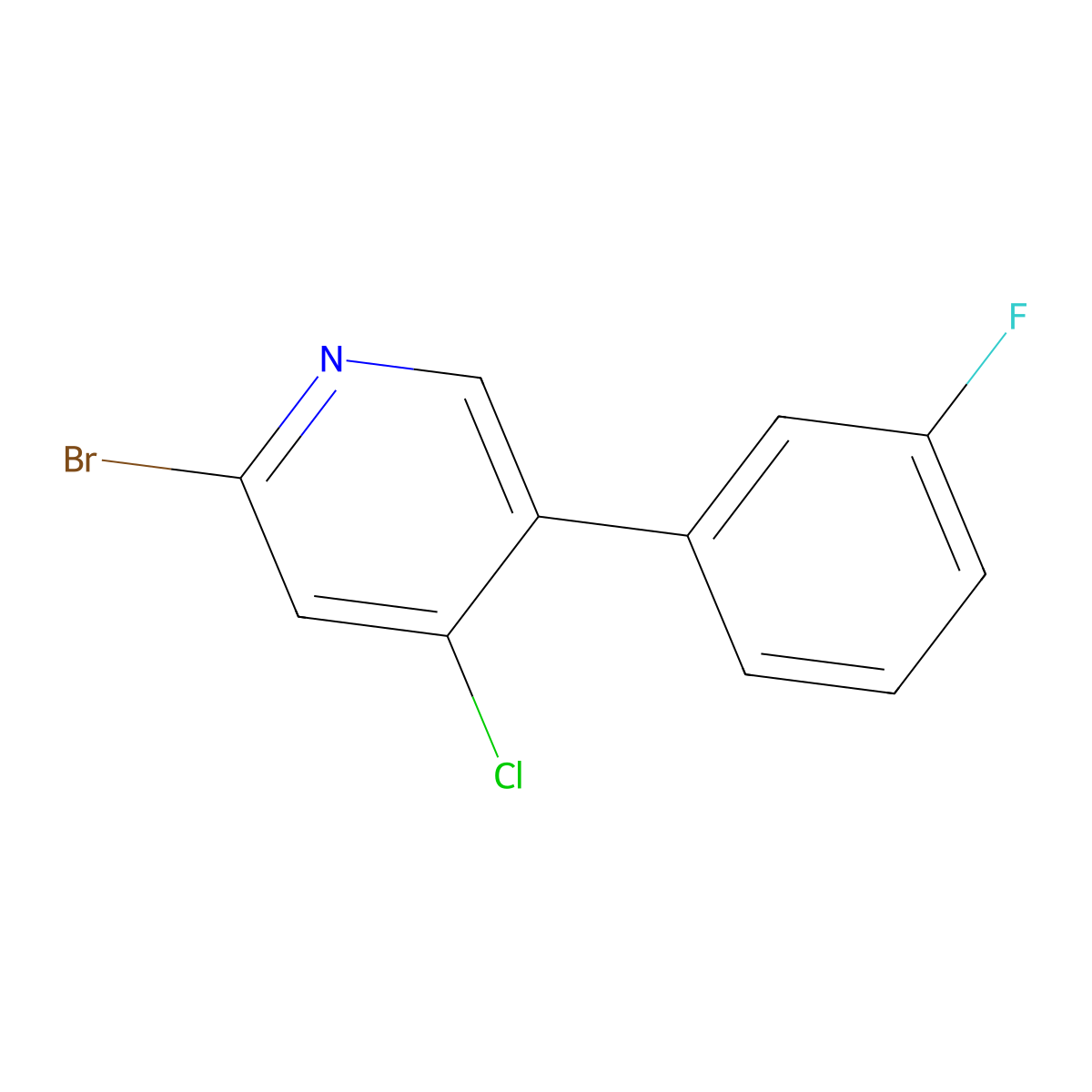 2-Bromo-4-chloro-5-(3-fluorophenyl)pyridine molecular structure, CAS 1381933-16-9
