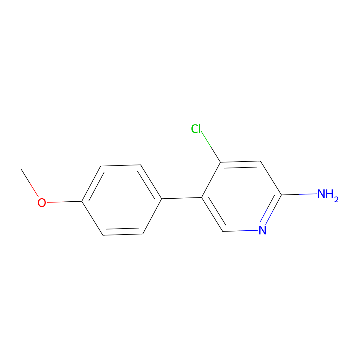 2-Amino-4-chloro-5-(4-methoxyphenyl)pyridine molecular structure, CAS 1381933-19-2