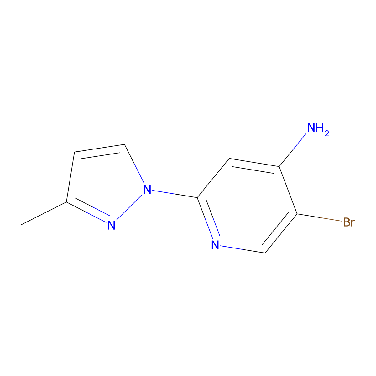 5-Bromo-2-(3-methyl-1H-pyrazol-1-YL)pyridin-4-amine molecular structure, CAS 1381933-20-5