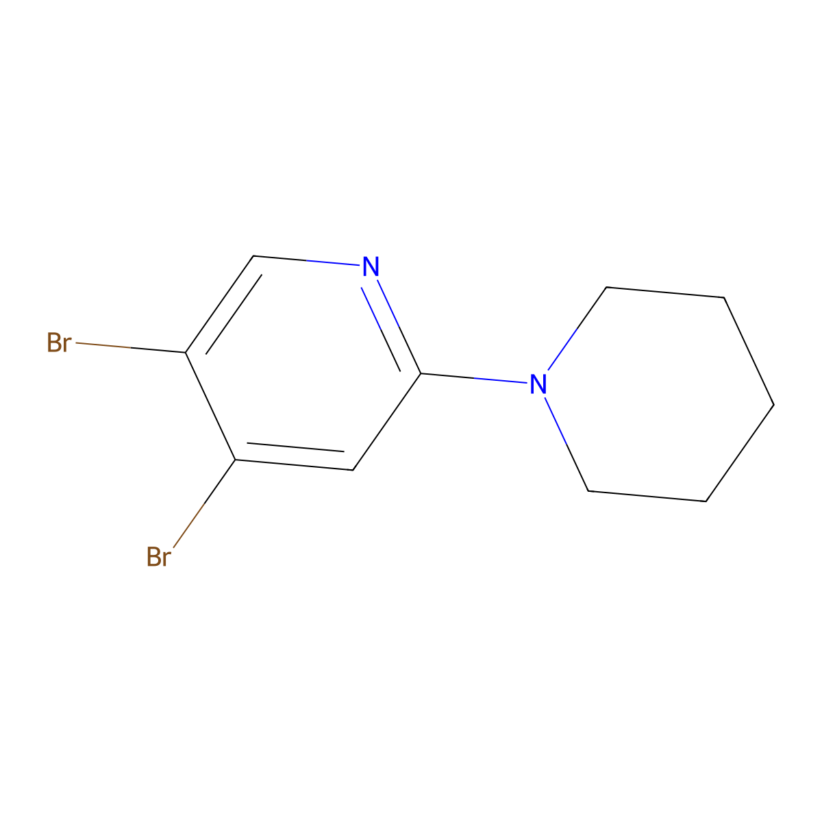 3,4-Dibromo-6-(piperidino)pyridine molecular structure, CAS 1381933-21-6