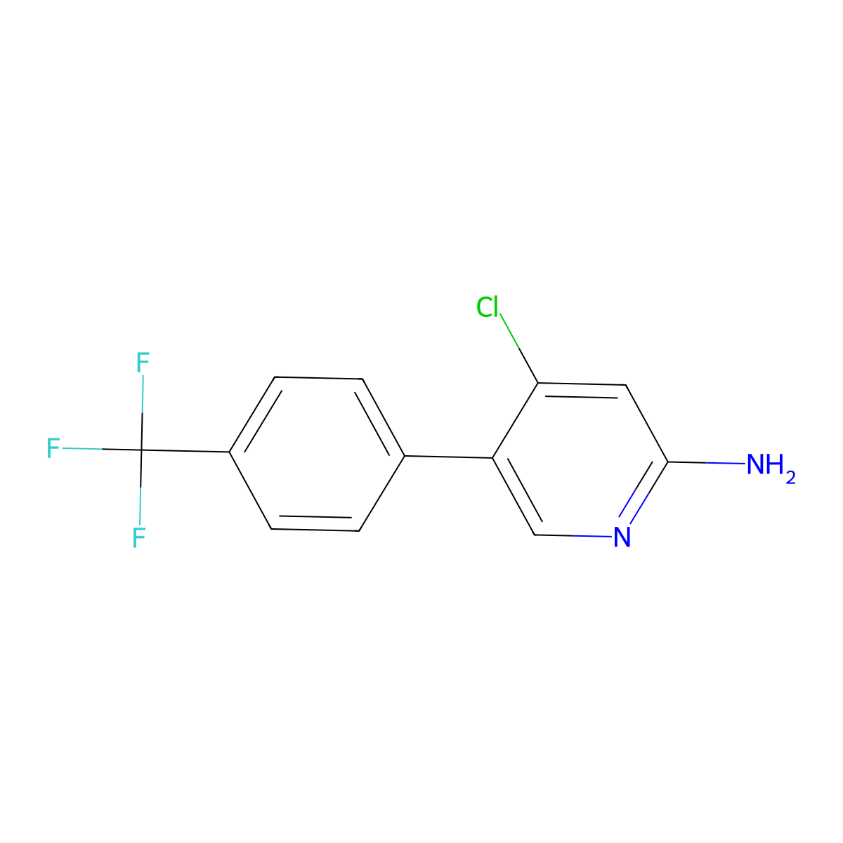 2-Amino-4-chloro-5-(4-trifluoromethylphenyl)pyridine molecular structure, CAS 1381933-22-7