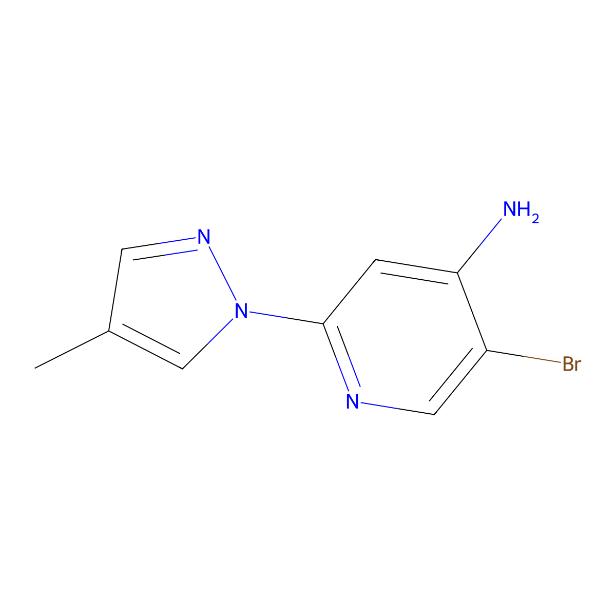 5-Bromo-2-(4-methyl-1H-pyrazol-1-YL)pyridin-4-amine molecular structure, CAS 1381933-24-9